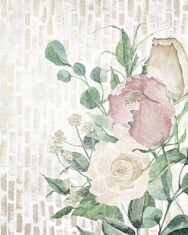 Neutral Flowers 2 Black Ornate Wood Framed Art Print with Double Matting by Louise, Gigi