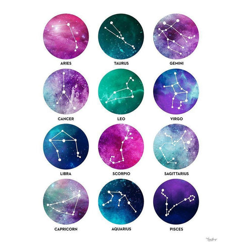 Zodiac Black Modern Wood Framed Art Print by Louise, Gigi