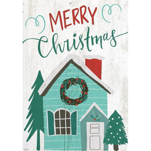 Christmas House Flag Black Modern Wood Framed Art Print by Louise, Gigi