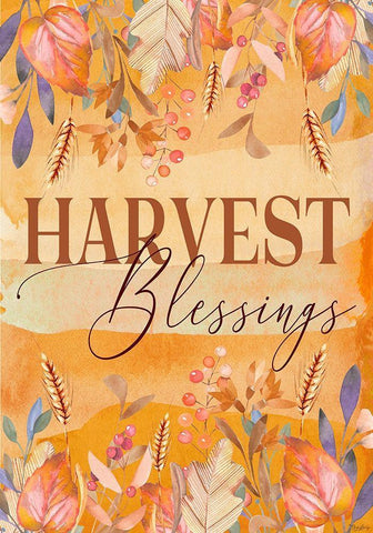Harvest Blessings Flag White Modern Wood Framed Art Print with Double Matting by Louise, Gigi