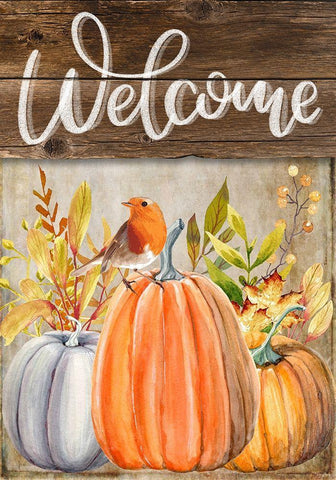 Welcome Bird Flag White Modern Wood Framed Art Print with Double Matting by Louise, Gigi