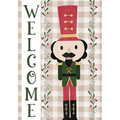 Welcome Nutcracker Flag Black Modern Wood Framed Art Print by Louise, Gigi