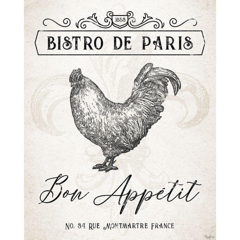 France Bistro Black Modern Wood Framed Art Print with Double Matting by Louise, Gigi
