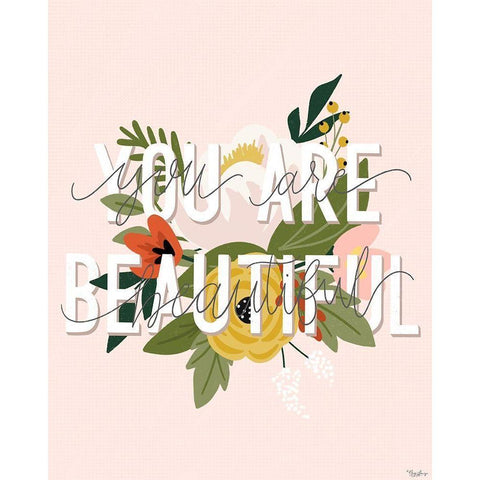 You Beautiful Floral White Modern Wood Framed Art Print by Louise, Gigi