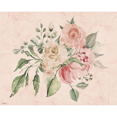 Blush Floral Gold Ornate Wood Framed Art Print with Double Matting by Louise, Gigi