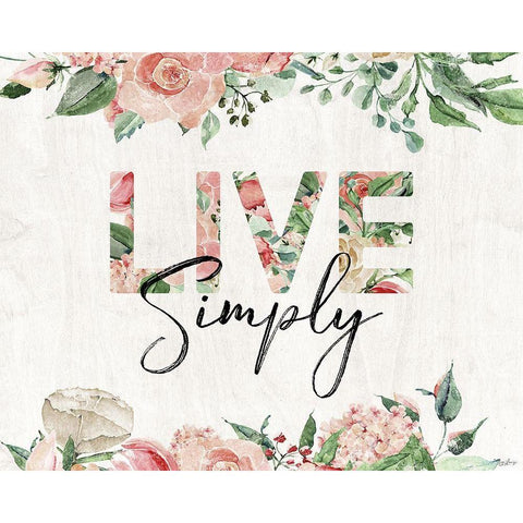 Live Simply Black Modern Wood Framed Art Print by Louise, Gigi