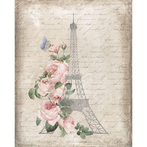 Eiffel Floral Gold Ornate Wood Framed Art Print with Double Matting by Louise, Gigi