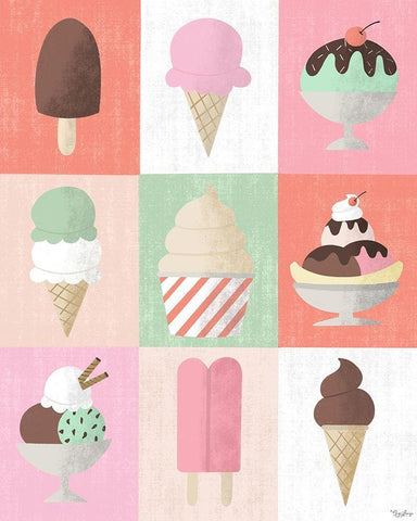 Ice Cream White Modern Wood Framed Art Print with Double Matting by Louise, Gigi