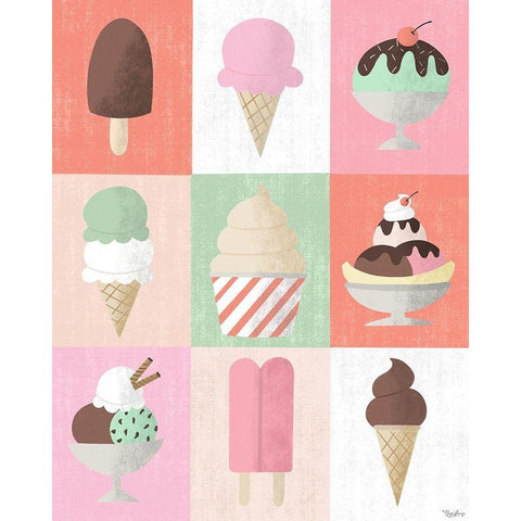 Ice Cream White Modern Wood Framed Art Print by Louise, Gigi