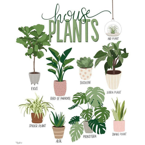 House Plants White Modern Wood Framed Art Print by Louise, Gigi