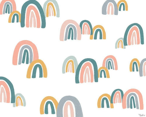 Rainbows White Modern Wood Framed Art Print with Double Matting by Louise, Gigi