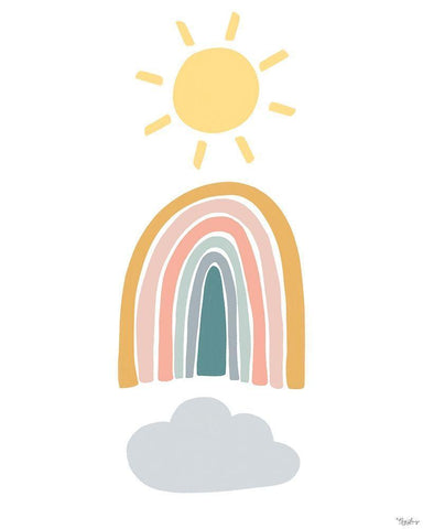 Rainbow Sunshine White Modern Wood Framed Art Print with Double Matting by Louise, Gigi