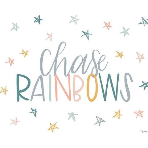 Chase Rainbows Black Modern Wood Framed Art Print with Double Matting by Louise, Gigi