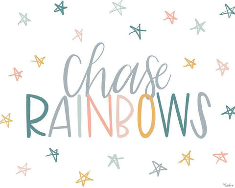 Chase Rainbows White Modern Wood Framed Art Print with Double Matting by Louise, Gigi