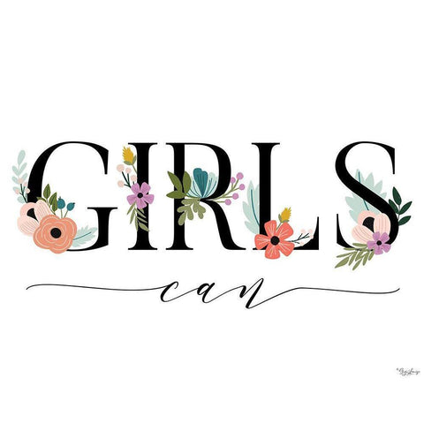 Girls Can Floral 2 Gold Ornate Wood Framed Art Print with Double Matting by Louise, Gigi