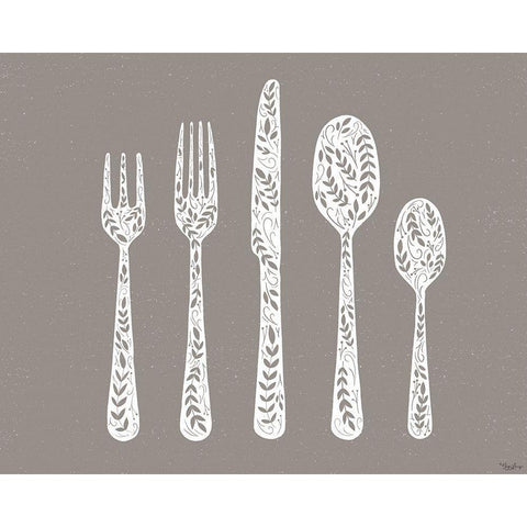 Utensils Gold Ornate Wood Framed Art Print with Double Matting by Louise, Gigi