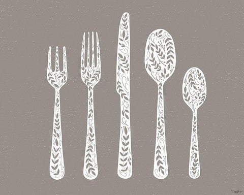 Utensils Black Ornate Wood Framed Art Print with Double Matting by Louise, Gigi