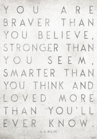 You Are Braver White Modern Wood Framed Art Print with Double Matting by Louise, Gigi