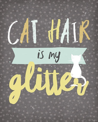 Cat Hair Glitter Black Ornate Wood Framed Art Print with Double Matting by Louise, Gigi