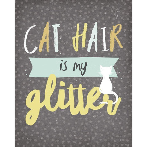 Cat Hair Glitter Black Modern Wood Framed Art Print by Louise, Gigi