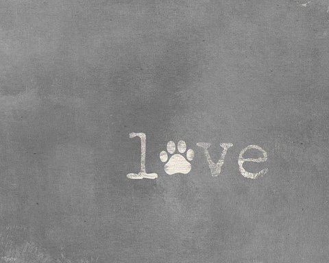 Love Paw Print White Modern Wood Framed Art Print with Double Matting by Louise, Gigi