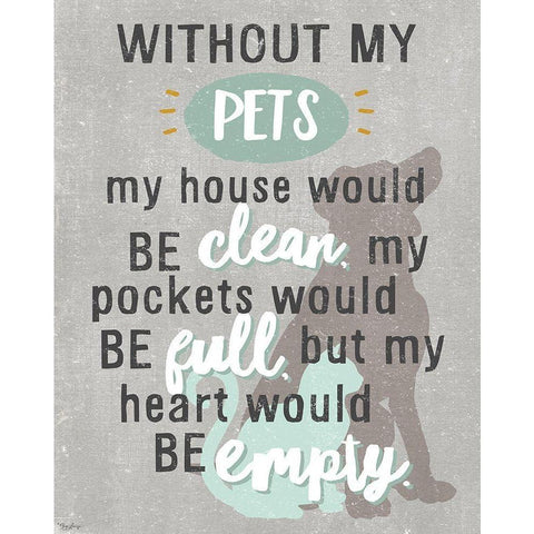 Without Pets Black Modern Wood Framed Art Print by Louise, Gigi