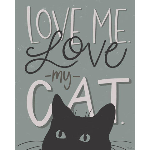 Love Cat Black Modern Wood Framed Art Print with Double Matting by Louise, Gigi