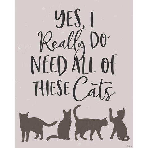 These Cats Black Modern Wood Framed Art Print with Double Matting by Louise, Gigi