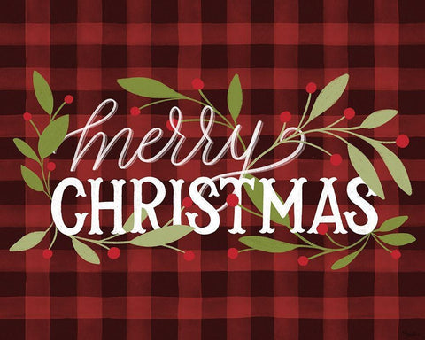 Christmas Plaid Black Ornate Wood Framed Art Print with Double Matting by Louise, Gigi