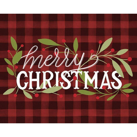 Christmas Plaid Gold Ornate Wood Framed Art Print with Double Matting by Louise, Gigi