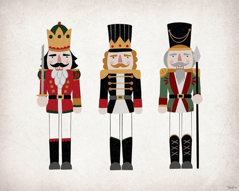 Nutcrackers V2 Black Ornate Wood Framed Art Print with Double Matting by Louise, Gigi