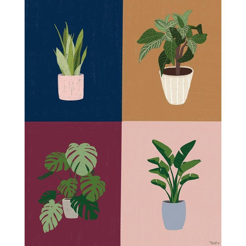 Four Plants White Modern Wood Framed Art Print by Louise, Gigi