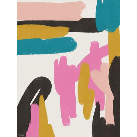 Pink Abstract Black Modern Wood Framed Art Print with Double Matting by Louise, Gigi