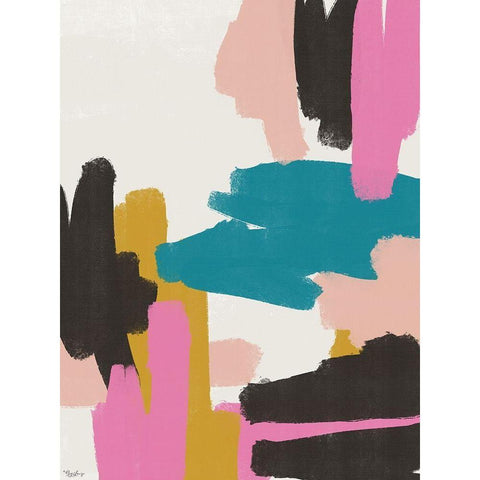 Pink Abstract 2 Black Modern Wood Framed Art Print by Louise, Gigi