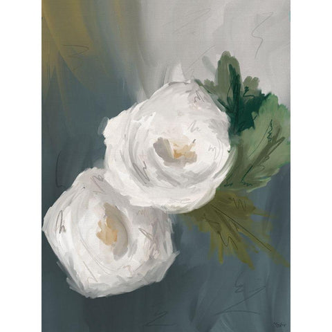 White Painted Flowers Black Modern Wood Framed Art Print by Louise, Gigi