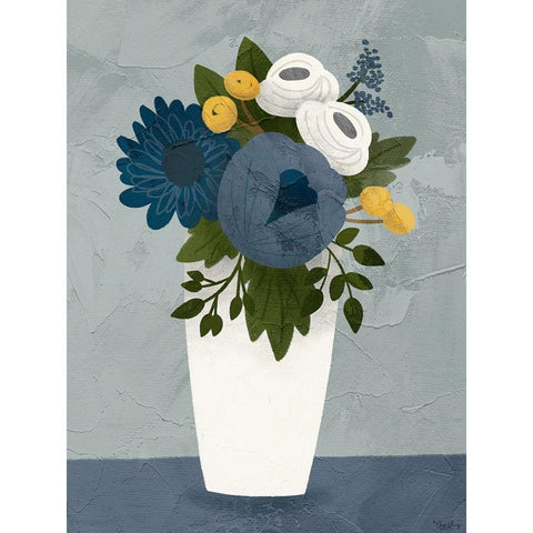Flowers 1 Black Modern Wood Framed Art Print with Double Matting by Louise, Gigi