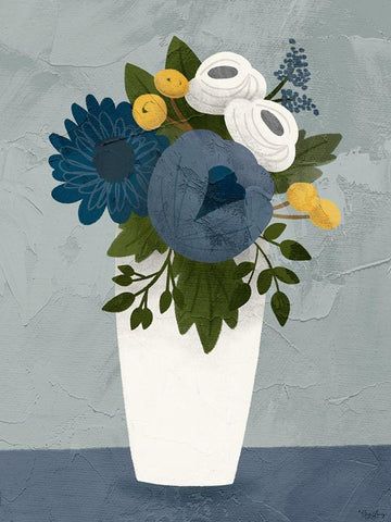 Flowers 1 White Modern Wood Framed Art Print with Double Matting by Louise, Gigi
