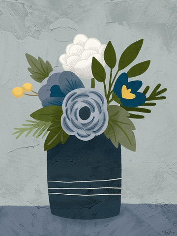 Flowers 2 White Modern Wood Framed Art Print with Double Matting by Louise, Gigi
