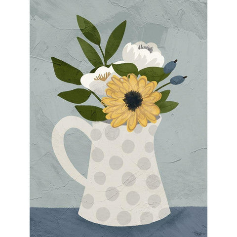 Flowers 3 Black Modern Wood Framed Art Print with Double Matting by Louise, Gigi