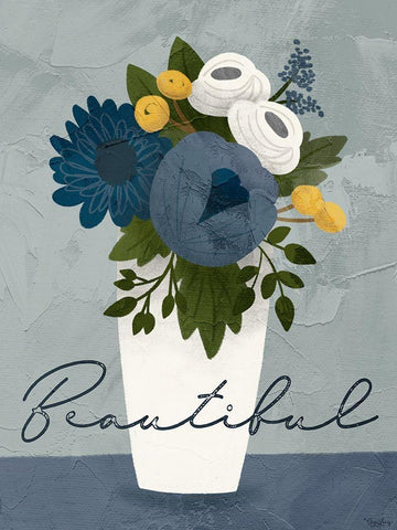 Flower Beautiful White Modern Wood Framed Art Print with Double Matting by Louise, Gigi