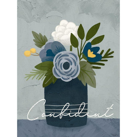 Flower Confident Black Modern Wood Framed Art Print by Louise, Gigi
