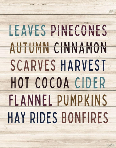 Autumn Words Black Ornate Wood Framed Art Print with Double Matting by Louise, Gigi