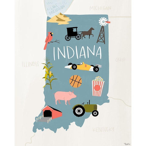 Indiana Icons Black Modern Wood Framed Art Print with Double Matting by Louise, Gigi