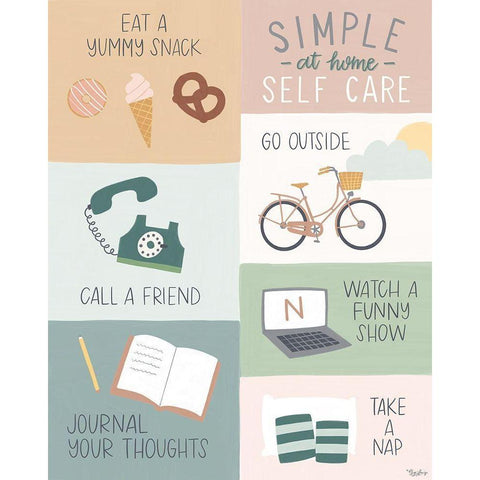 At Home Self Care Black Modern Wood Framed Art Print by Louise, Gigi