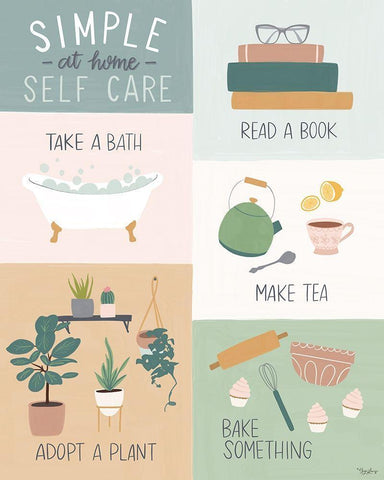 At Home Self Care 2 White Modern Wood Framed Art Print with Double Matting by Louise, Gigi
