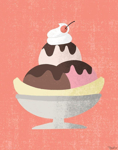 Banana Split White Modern Wood Framed Art Print with Double Matting by Louise, Gigi