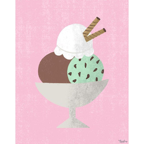 Three Scoop Sundae White Modern Wood Framed Art Print by Louise, Gigi