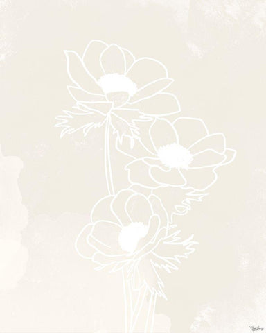 Alabaster Flowers 2 White Modern Wood Framed Art Print with Double Matting by Louise, Gigi