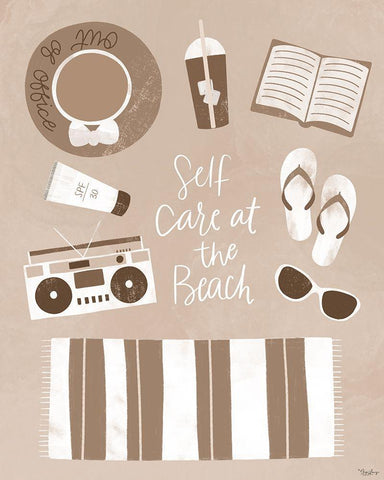 Self Care Beach Black Ornate Wood Framed Art Print with Double Matting by Louise, Gigi