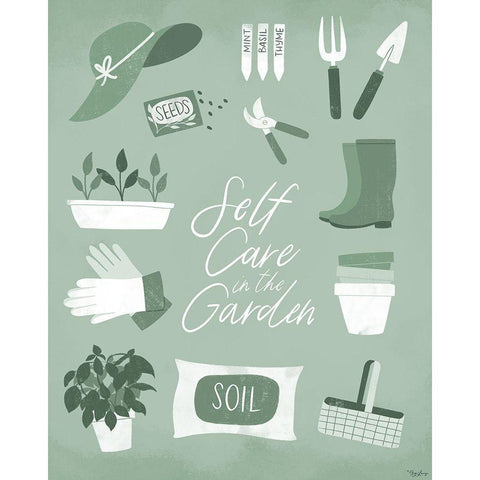 Self Care Garden White Modern Wood Framed Art Print by Louise, Gigi
